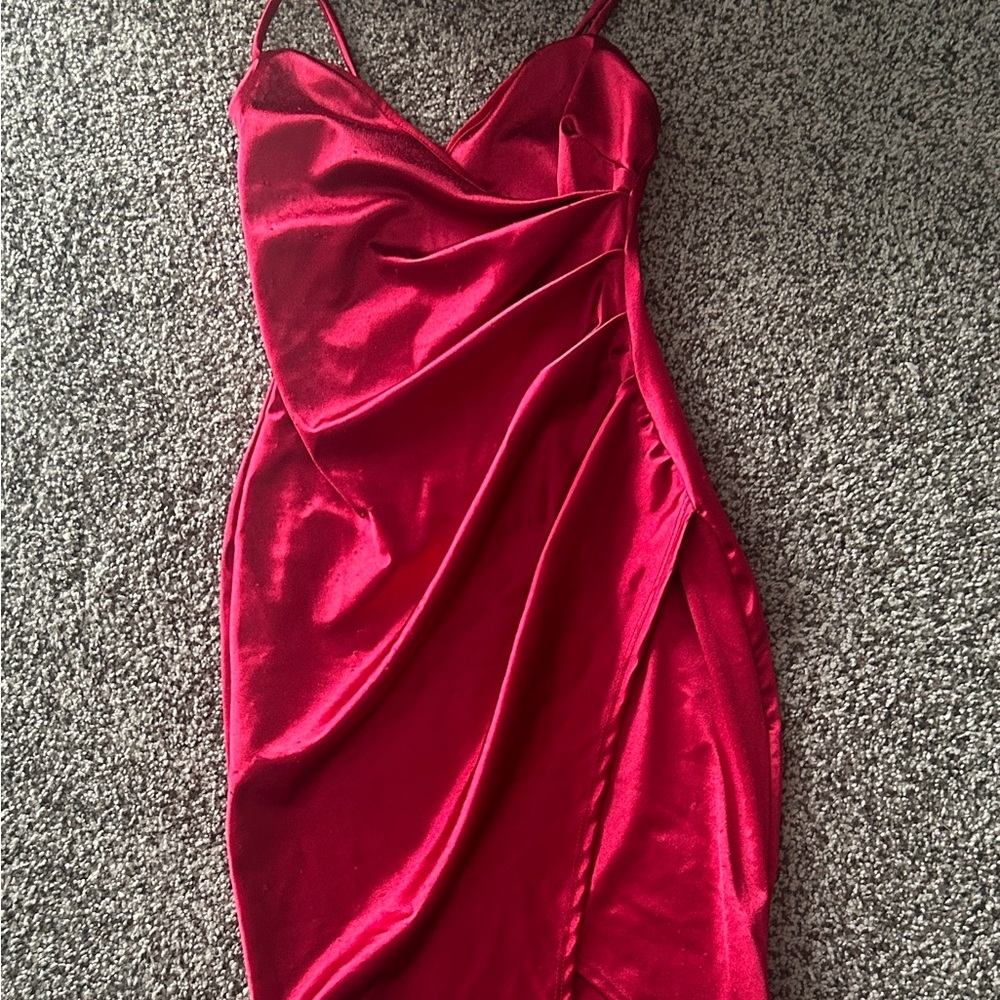 Windsor Red Satin Backless Dress